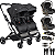 Carrinho Kiddo de Gemeos 2 Bebe Conforto 2 Base ISOFIX Zig Zag Preto - Imagem 1