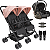 Carrinho Kiddo para Gemeos com Bebe Conforto Mascote Rosa - Imagem 1