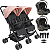 Carrinho Kiddo para Gemeos com 2 Bebe Conforto Mascote Rosa - Imagem 1