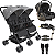 Carrinho Kiddo de Gemeos Bebe Conforto Base ISOFIX Mascote Grafite - Imagem 1