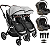 Carrinho Kiddo para Gemeos com 2 Bebe Conforto Nomad Grafite - Imagem 1