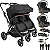 Carrinho Kiddo Gemeos 2 Bebe Conforto 2 Base ISOFIX Nomad Preto - Imagem 1