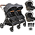 Carrinho Kiddo Gemeos com 2 Bebe Conforto Speedy Grafite - Imagem 1