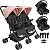 Carrinho Kiddo Gemeos com 2 Bebe Conforto Colinho Mascote Rosa - Imagem 1