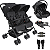 Carrinho Kiddo Gemeos Bebe Conforto Colinho Base ISOFIX Mascote Preto - Imagem 1