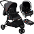 Carrinho de Bebe com Bebe Conforto Preto Base Burigotto CR3 G22 Gray Red - Imagem 1