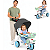 Triciclo  Bandeirante Passeio e Pedal Velobaby Joy Com Capota Prata - Imagem 1
