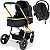 Carrinho de Bebe Moises com Bebe Cocoon Preto Galzerano Ivy Gold - Imagem 1