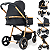 Carrinho de Bebe Moises com Bebe Cocoon Preto Galzerano Ivy Gold - Imagem 2