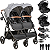 Carrinho Gemeos Kiddo 2 Bebe e 2 Base ISOFIX Colinho Cosmos Grafite - Imagem 1