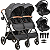 Carrinho Kiddo para Gemeos com 2 Bebe Conforto Colinho Cosmos Preto - Imagem 1