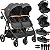 Carrinho Kiddo para Gemeos 2 Bebe e 2 Base Colinho Cosmos Preto - Imagem 1