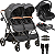 Carrinho Kiddo de Gemeos com Bebe e Base ISOFIX Colinho Cosmos Preto - Imagem 1