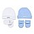 2 Kits com 1 Touca e 1 par de Luvas Bebê Maternidade Macio Algodão Unisex  Branco e Azul - Imagem 1