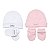 2 Kits com 1 Touca e 1 par de Luvas Bebê Maternidade Macio Algodão Unisex   Branco e Rosa - Imagem 1