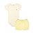 Conjunto Body Manga Curta e Short Básico Bebê 100% Suedine Off White e Amarelo - Kiko Baby - Imagem 1