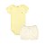 Conjunto Body Manga Curta e Short Básico Bebê 100% Suedine Amarelo e Off White - Kiko Baby - Imagem 1