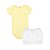 Conjunto Body Manga Curta e Short Básico Bebê 100% Suedine Amarelo e Branco - Kiko Baby - Imagem 1