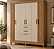 Guarda Roupa Casal 7 Portas 2 Gavetas Malta Carvalho fendi - Imagem 1