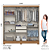 Guarda Roupa 3 Portas Deslizantes com 2 Gavetas Espelho B376 Henn Briz Natural Off White - Imagem 4
