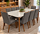 Conjunto de Mesa MADEIRA MACIÇA Donatella Província 8 Cadeiras Megan Natural com Vidro Branco 210x100 - Imagem 1
