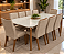 Conjunto de Mesa MADEIRA MACIÇA Donatella Província 8 Cadeiras Megan Natural com Vidro Branco 210x100 Cor Cinza - Imagem 1