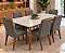 Conjunto de Mesa MADEIRA MACIÇA Donatella Província 6 Cadeiras Megan Natural com Vidro Branco 180x90 - Imagem 1