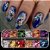 Kit 12 Folhas de Ouro Nail Colorida Decoração Glitter Design - Imagem 2