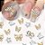 Decoração unhas formato borboleta dourado prata nails - Imagem 1
