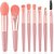 Kit 8 Mini Pinceis Para Maquiagem + Estojo Transparente Para Viagem pincel conjunto base blush Rosa - Imagem 1