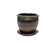Vaso Em Cerâmica Com Prato Acabamento Esmaltado Rústico Marrom 17x19cm - Imagem 1