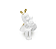 Escultura Menina Com Coelho Em Resina Branco e Dourado 23x13x11cm - Imagem 1