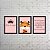 Kit 03 Quadros de tigre com fundo rosa - Imagem 1