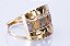 Anel em Ouro Amarelo Fantasia Quadrado 3 cores - 2 aros - Imagem 1