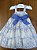 Vestido Infantil Blue Lilac Bordado à Mão com Laço Roana - Imagem 4
