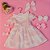 Vestido Infantil Festa Toile du Jouy Casinhas Rosa Estampado Roana - Imagem 4