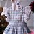 Vestido Infantil Bordado e Renda Xadrez Azul Roana - Imagem 2