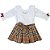 Conjunto de Saia Infantil de Prega com Laço e Blusa Manga Longa Estilo Burberrry Xadrez Roana - Imagem 1