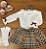 Conjunto de Saia Infantil de Prega com Laço e Blusa Manga Longa Estilo Burberrry Xadrez Roana - Imagem 7