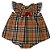 Vestido Infantil com Calcinha com Pérolas e Laço Clássico Estilo Burberrry Xadrez Roana - Imagem 1
