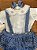 Jardineira Infantil com Body Gola Bordada Azul Roana - Imagem 3