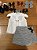 Conjunto Infantil Blusa com Short Saia Joaninha Pied de Poule Xadrez Preto Roana - Imagem 6