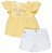 Conjunto Bata Amarela Com Short Branco Sarja Anjos Baby - Imagem 1