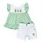 Conjunto Fem Bata Verde Com Short Sarja Branco M- Anjos Baby - Imagem 1