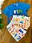 Conjunto Masc Camiseta Azul Lettering e Bermuda Estampada Moletinho- Oliver - Imagem 6