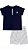 Conjunto Masc Camiseta Azul Marinho e Bermuda Listrada- Nini e Bambini - Imagem 1