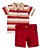 Conjunto Masc Camiseta Polo Listrada e Bermuda Sarja Vermelho - Anjos Baby - Imagem 1