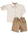 Conjunto Masc Camisa ML Quadriculada e Bermuda Sarja Caqui - Anjos Baby - Imagem 1