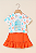 Conjunto Feminino Blusa Florida e Saia Laranja - Luluzinha - Imagem 3