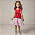Vestido Infantil Rodado Vermelho e c/ Listras - Luluzinha - Imagem 1